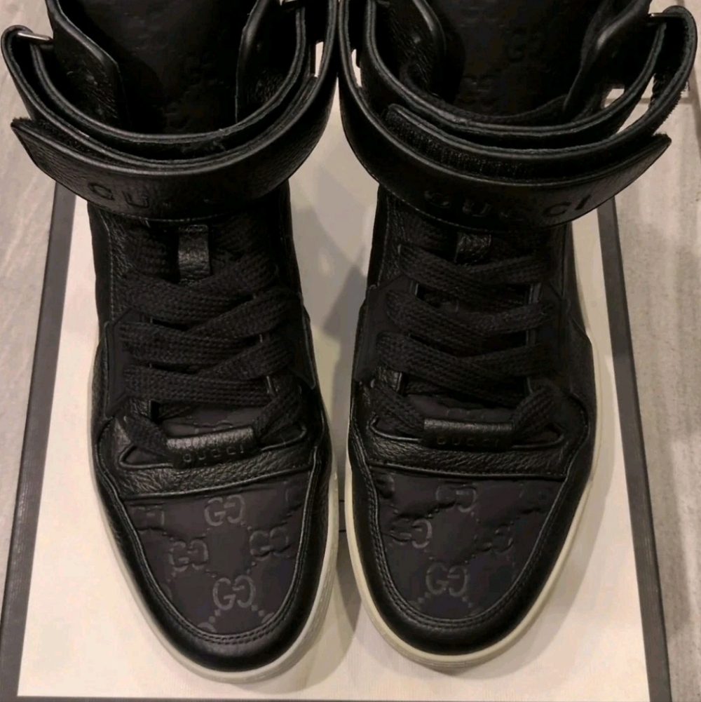 Gucci Nylon Signature High Top Black Sneaker Size (Gucci 9.5-US 10.5)
